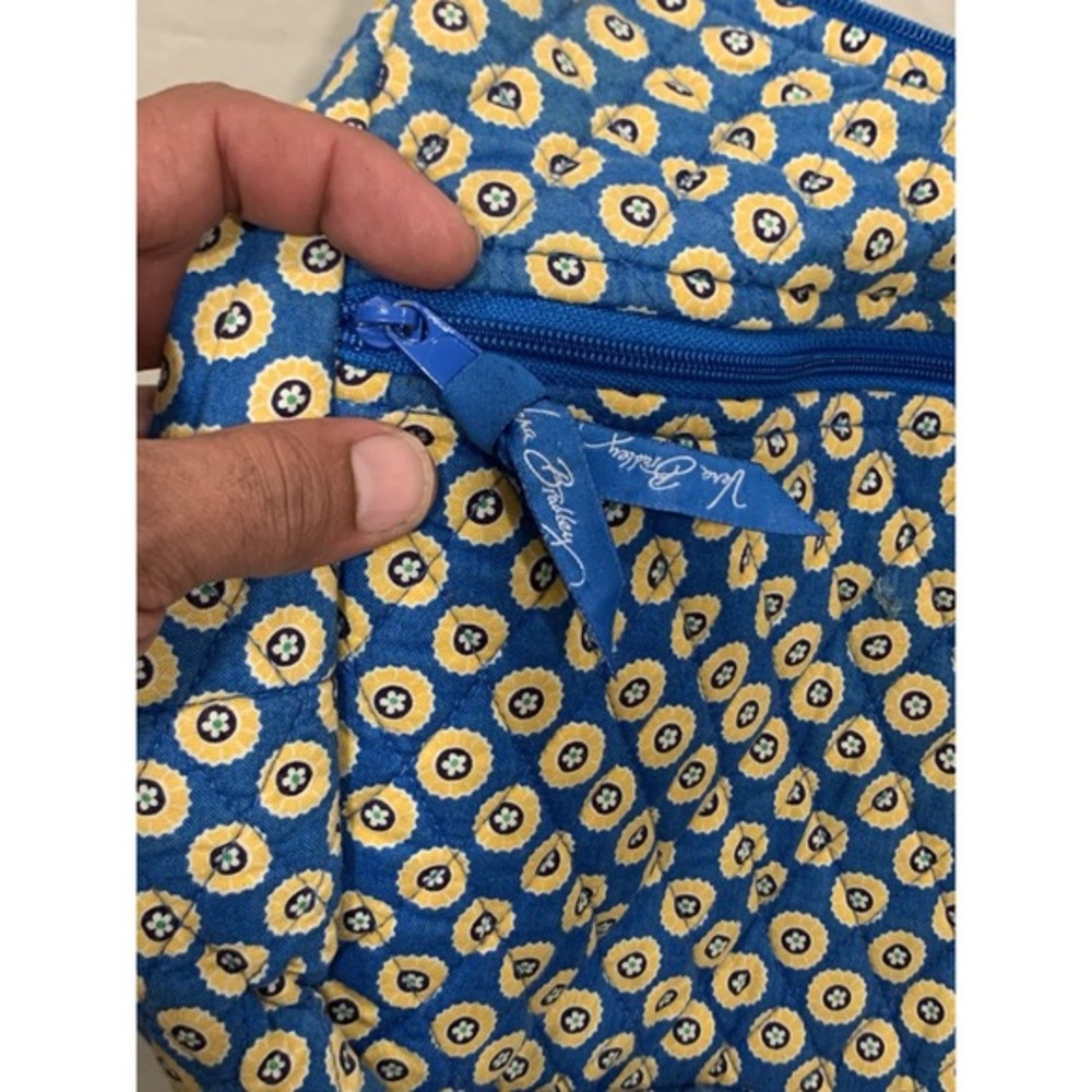 Vera Bradley Riviera Blue‎ Yellow Adjustable Strap Large Shoulder Bag - Picture 8 of 9